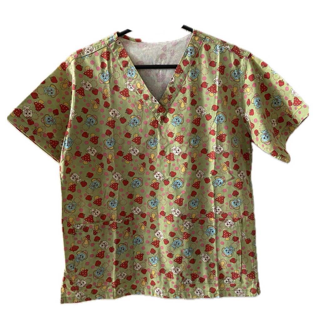 Dog Print V-Neck Scrub Top